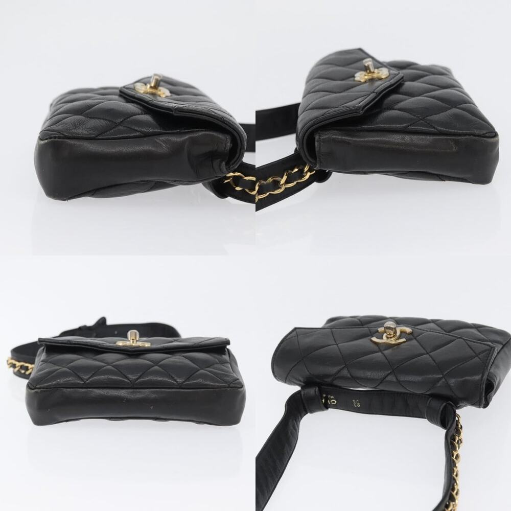 Chanel Matelasse Waist Bag Leather Black Gold CC - Picture 3 of 8